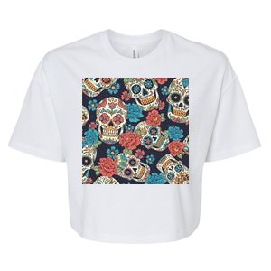 Sugar Skulls Mexican Bella+Canvas Jersey Crop Tee