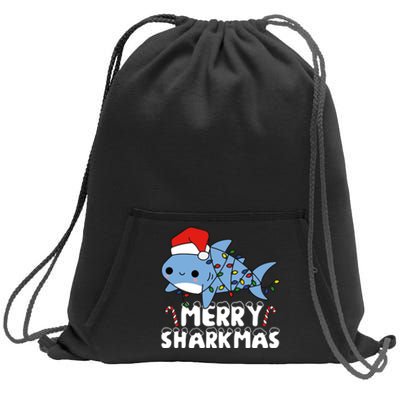 Santa Shark Merry Sharkmas Sweatshirt Cinch Pack Bag