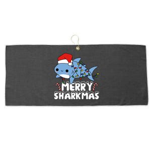 Santa Shark Merry Sharkmas Large Microfiber Waffle Golf Towel