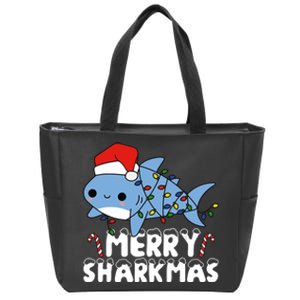 Santa Shark Merry Sharkmas Zip Tote Bag