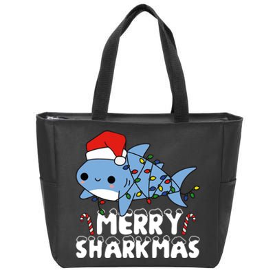 Santa Shark Merry Sharkmas Zip Tote Bag