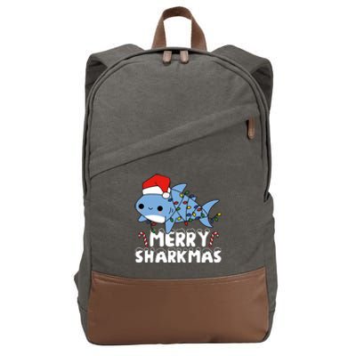 Santa Shark Merry Sharkmas Cotton Canvas Backpack