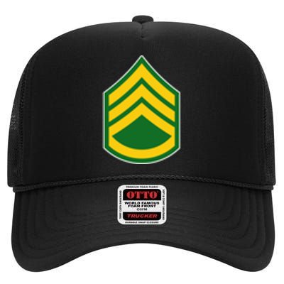 Staff Sergeant Military Badge High Crown Mesh Back Trucker Hat