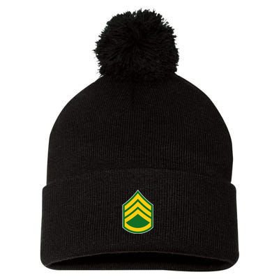 Staff Sergeant Military Badge Pom Pom 12in Knit Beanie