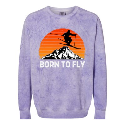 Snow Ski Mountain Skier Downhill Skiing Trip Ski Lover Gift Colorblast Crewneck Sweatshirt