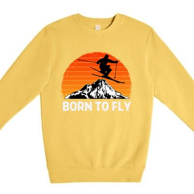 Snow Ski Mountain Skier Downhill Skiing Trip Ski Lover Gift Premium Crewneck Sweatshirt