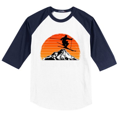 Snow Ski Mountain Skier Downhill Skiing Trip Ski Lover Gift Baseball Sleeve Shirt