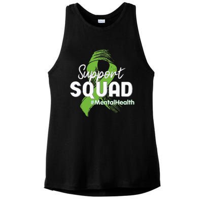 Support Squad Mental Health Awareness Lime Green Ribbon Ladies PosiCharge Tri-Blend Wicking Tank