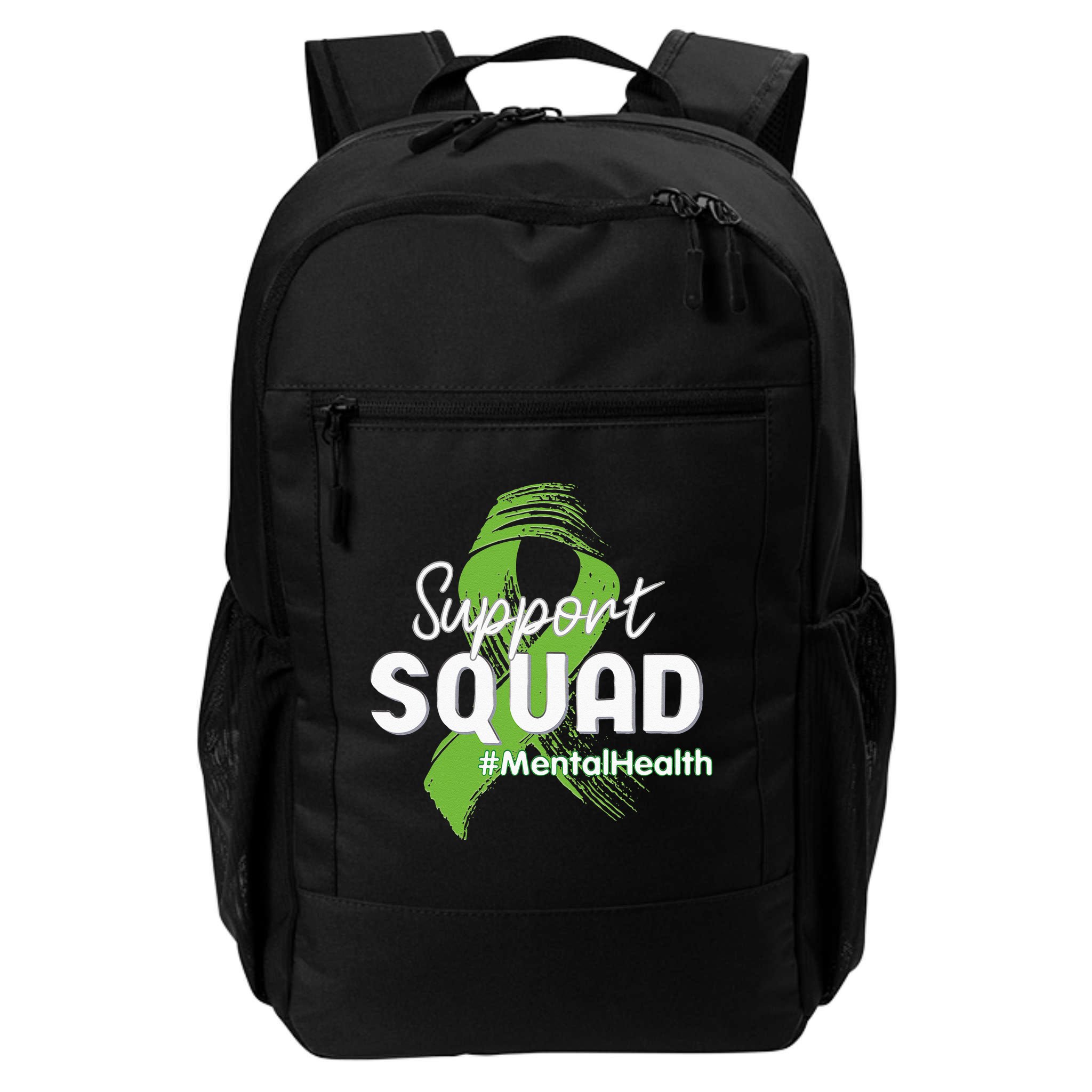 Support Squad Mental Health Awareness Lime Green Ribbon Backpack