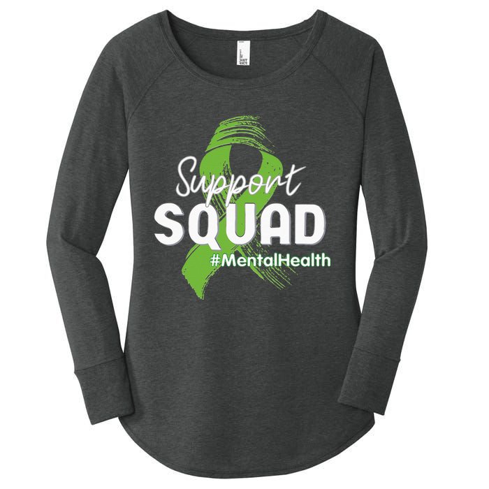 Support Squad Mental Health Awareness Lime Green Ribbon Women's Perfect Tri Tunic Long Sleeve Shirt