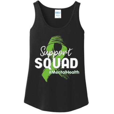 Support Squad Mental Health Awareness Lime Green Ribbon Ladies Essential Tank