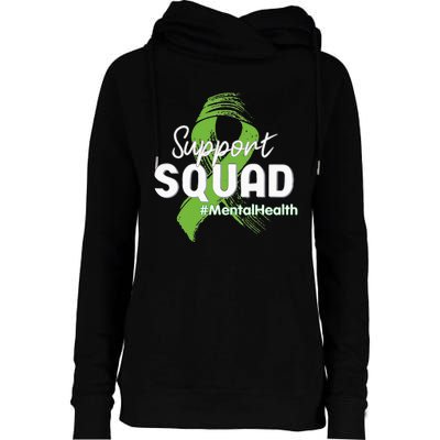 Support Squad Mental Health Awareness Lime Green Ribbon Womens Funnel Neck Pullover Hood