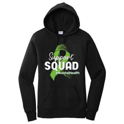 Support Squad Mental Health Awareness Lime Green Ribbon Women's Pullover Hoodie