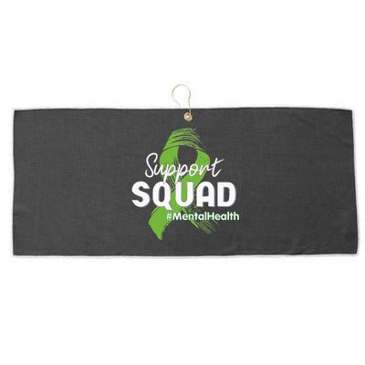 Support Squad Mental Health Awareness Lime Green Ribbon Large Microfiber Waffle Golf Towel