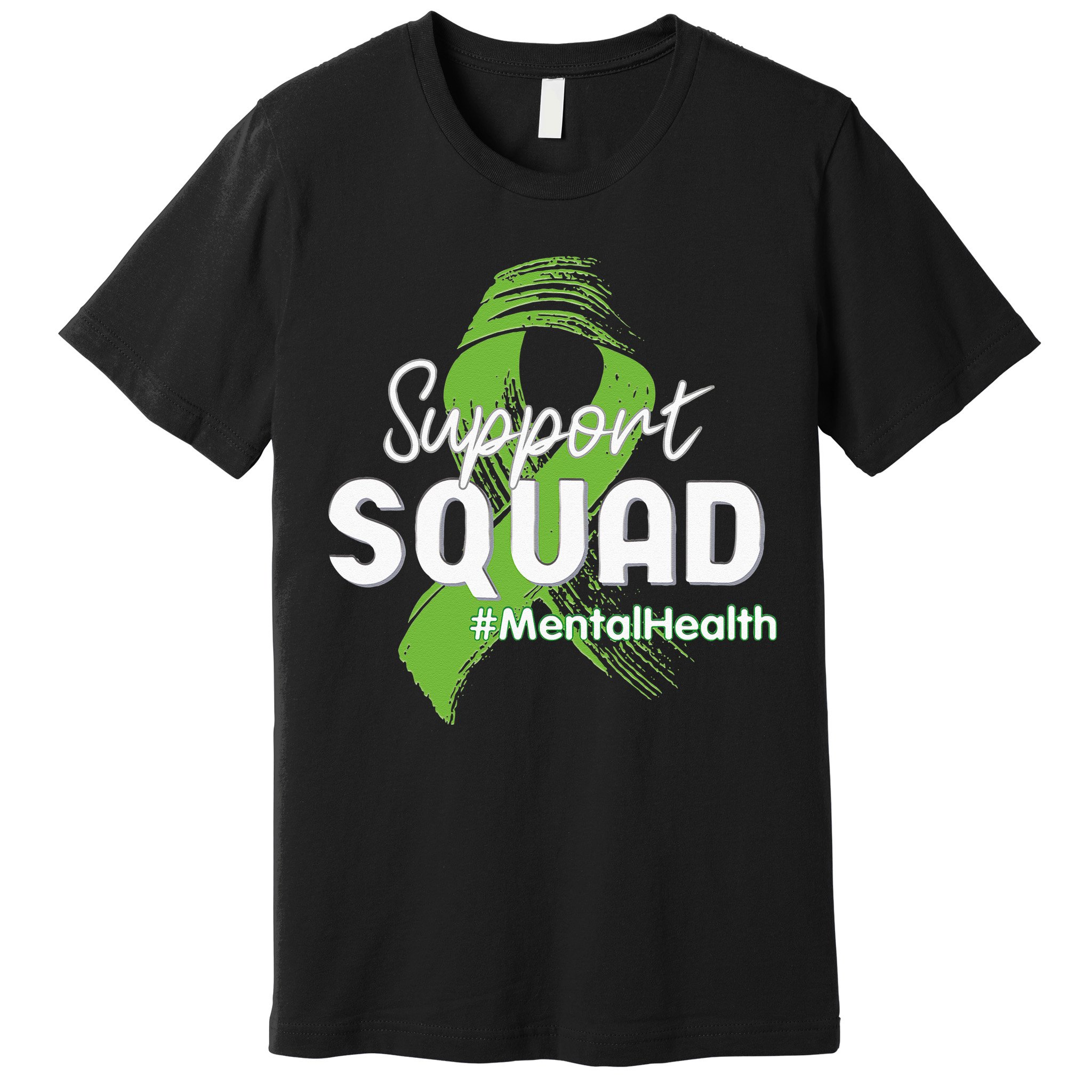 Support Squad Mental Health Awareness Lime Green Ribbon Premium T-Shirt