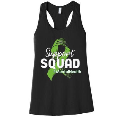 Support Squad Mental Health Awareness Lime Green Ribbon Women's Racerback Tank