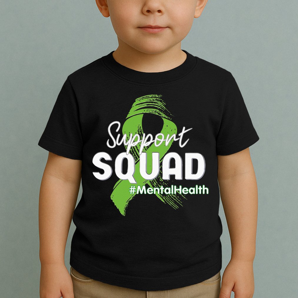 Support Squad Mental Health Awareness Lime Green Ribbon Toddler T-Shirt