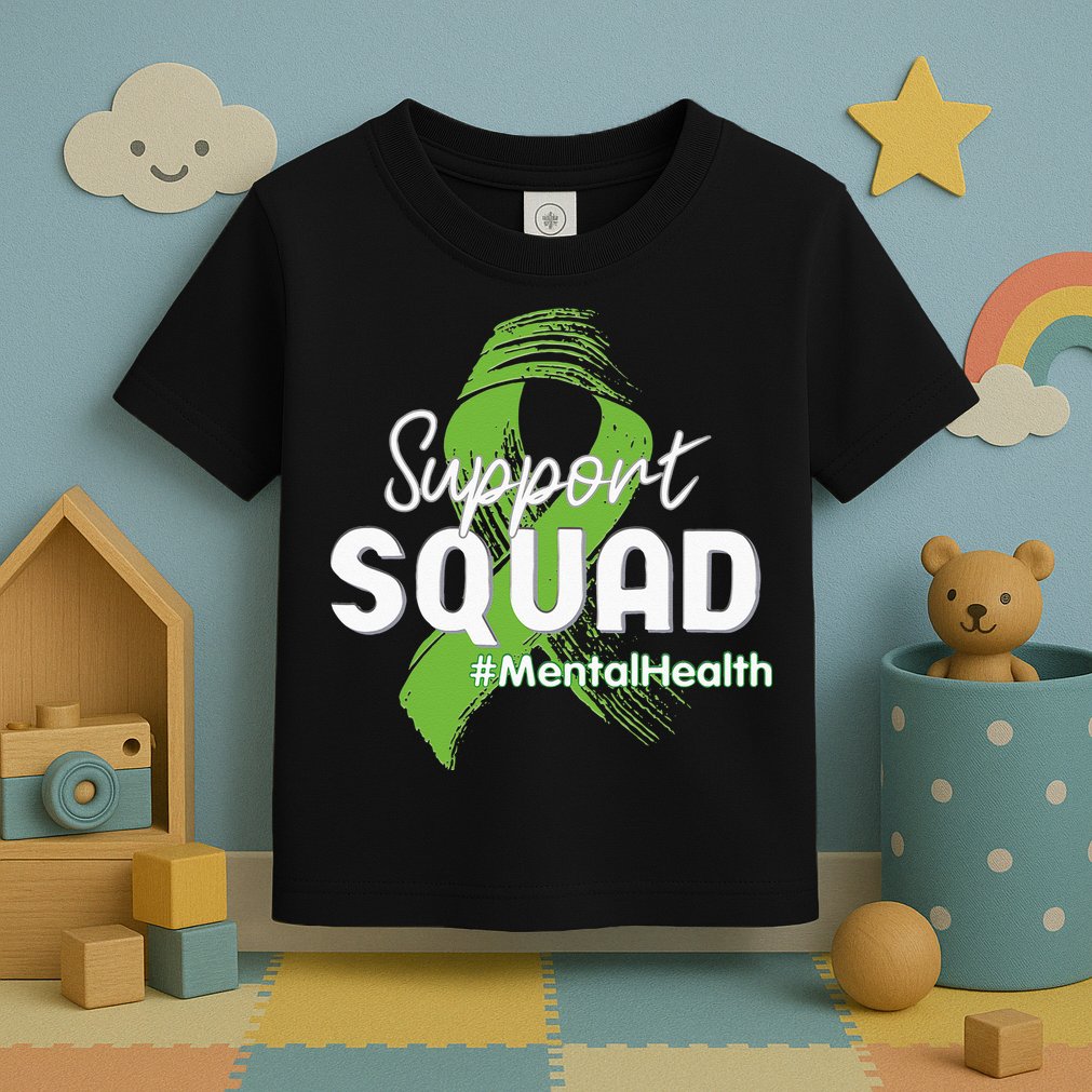 Support Squad Mental Health Awareness Lime Green Ribbon Toddler T-Shirt