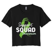 Support Squad Mental Health Awareness Lime Green Ribbon Women's Crop Top Tee