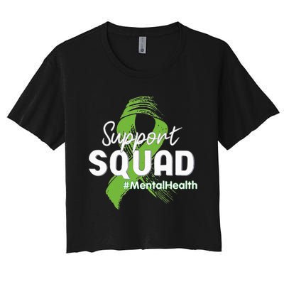 Support Squad Mental Health Awareness Lime Green Ribbon Women's Crop Top Tee