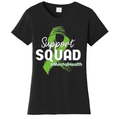 Support Squad Mental Health Awareness Lime Green Ribbon Women's T-Shirt