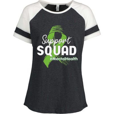 Support Squad Mental Health Awareness Lime Green Ribbon Enza Ladies Jersey Colorblock Tee