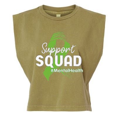 Support Squad Mental Health Awareness Lime Green Ribbon Garment-Dyed Women's Muscle Tee