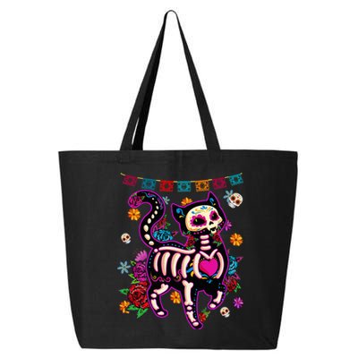 Sugar Skull Mexican Cat Bone Halloween Day Of Dead 25L Jumbo Tote