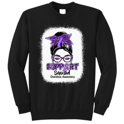 Support Squad Messy Bun Purple Ribbon Overdose Awareness Sweatshirt