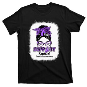 Support Squad Messy Bun Purple Ribbon Overdose Awareness T-Shirt