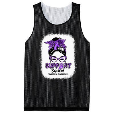 Support Squad Messy Bun Purple Ribbon Overdose Awareness Mesh Reversible Basketball Jersey Tank