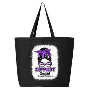 Support Squad Messy Bun Purple Ribbon Overdose Awareness 25L Jumbo Tote