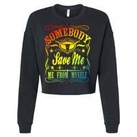Somebody Save Me From Myself Country Cropped Pullover Crew