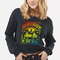 Somebody Save Me From Myself Country Cropped Pullover Crew