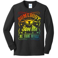 Somebody Save Me From Myself Country Kids Long Sleeve Shirt