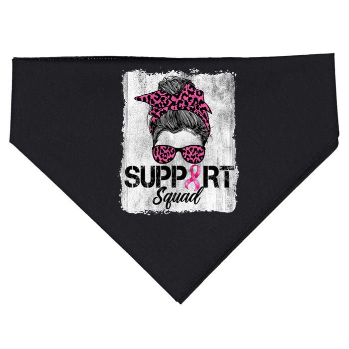 Support Squad Messy Bun Pink Warrior Breast Cancer Awareness USA-Made Doggie Bandana