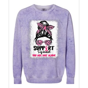 Support Squad Messy Bun Pink Warrior Breast Cancer Awareness Colorblast Crewneck Sweatshirt