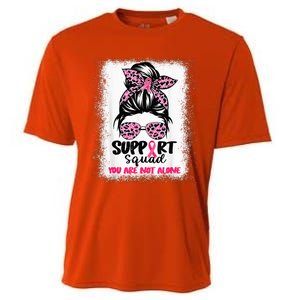 Support Squad Messy Bun Pink Warrior Breast Cancer Awareness Cooling Performance Crew T-Shirt