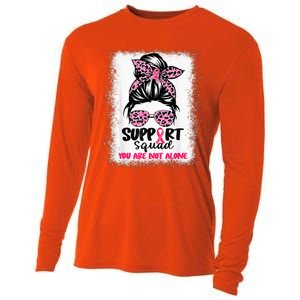 Support Squad Messy Bun Pink Warrior Breast Cancer Awareness Cooling Performance Long Sleeve Crew