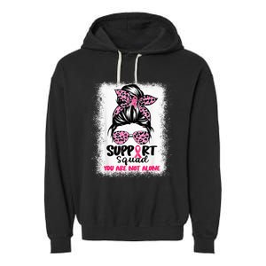 Support Squad Messy Bun Pink Warrior Breast Cancer Awareness Garment-Dyed Fleece Hoodie