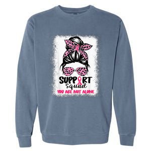 Support Squad Messy Bun Pink Warrior Breast Cancer Awareness Garment-Dyed Sweatshirt