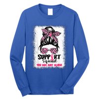 Support Squad Messy Bun Pink Warrior Breast Cancer Awareness Long Sleeve Shirt