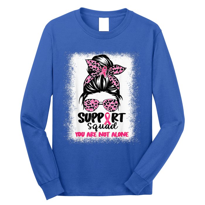 Support Squad Messy Bun Pink Warrior Breast Cancer Awareness Long Sleeve Shirt