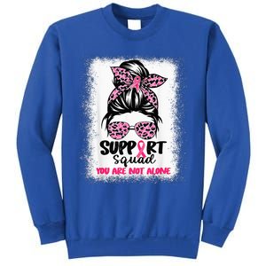 Support Squad Messy Bun Pink Warrior Breast Cancer Awareness Sweatshirt