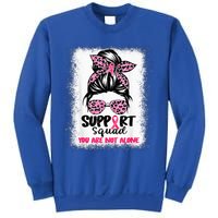 Support Squad Messy Bun Pink Warrior Breast Cancer Awareness Sweatshirt