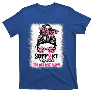 Support Squad Messy Bun Pink Warrior Breast Cancer Awareness T-Shirt