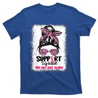 Support Squad Messy Bun Pink Warrior Breast Cancer Awareness T-Shirt