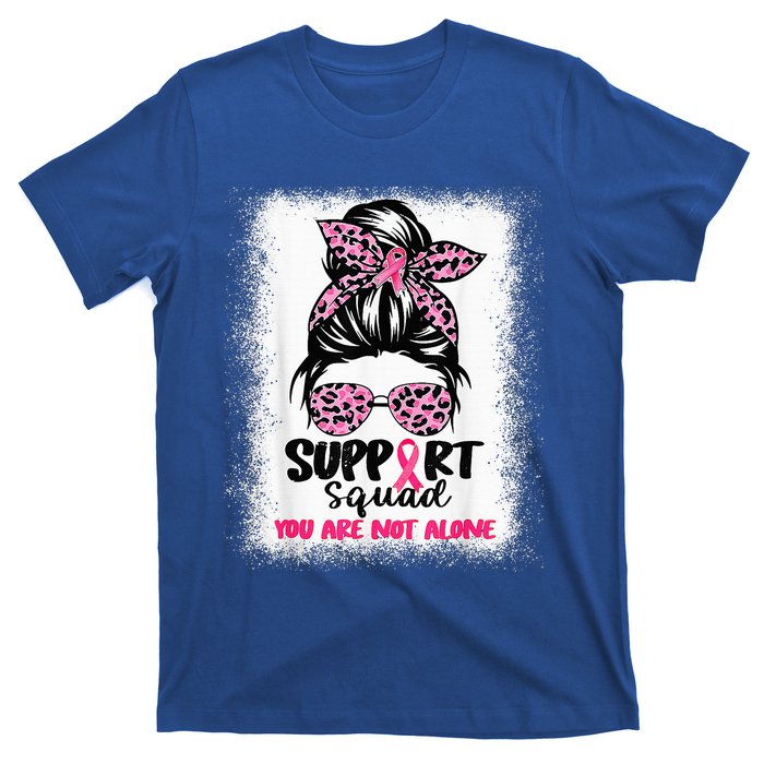 Support Squad Messy Bun Pink Warrior Breast Cancer Awareness T-Shirt