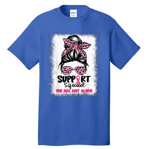 Support Squad Messy Bun Pink Warrior Breast Cancer Awareness Tall T-Shirt