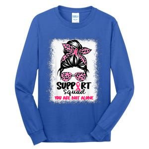 Support Squad Messy Bun Pink Warrior Breast Cancer Awareness Tall Long Sleeve T-Shirt